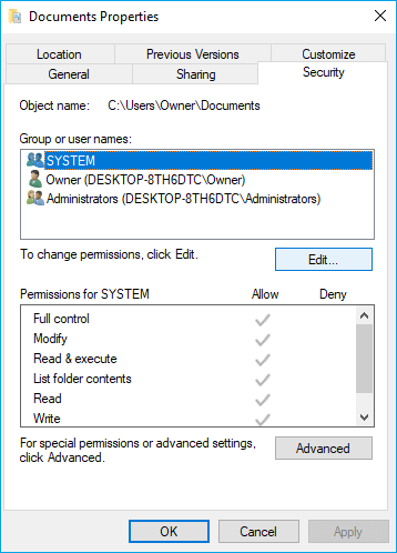 gain the read permission of the documents folder