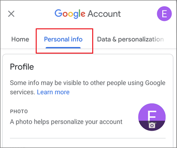 choose personal info in gmail iPhone