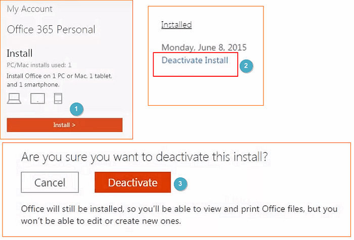 office 365 deactive