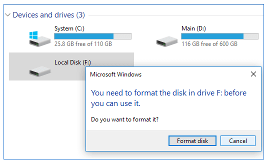 Maxtor hard drive shows up but requires formatting