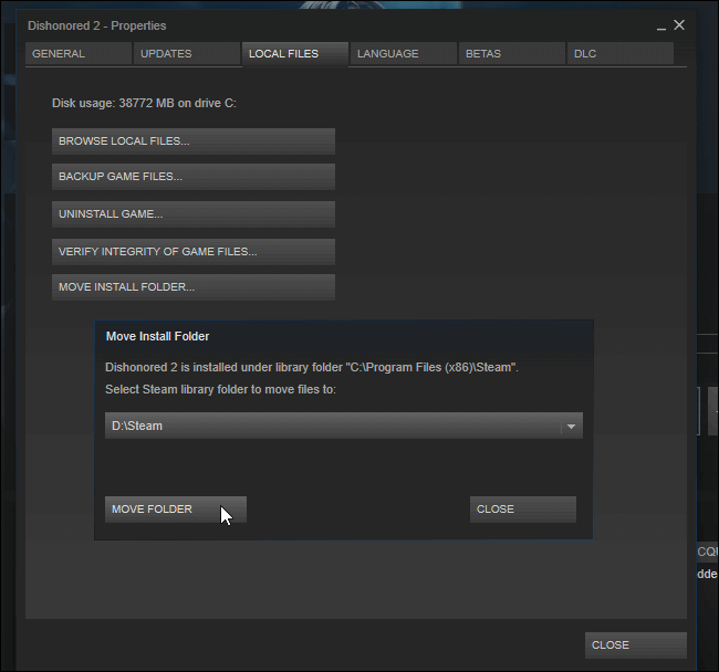 move steam game to another drive step 3