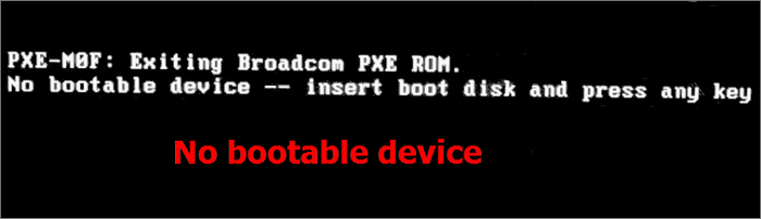 no bootable device error