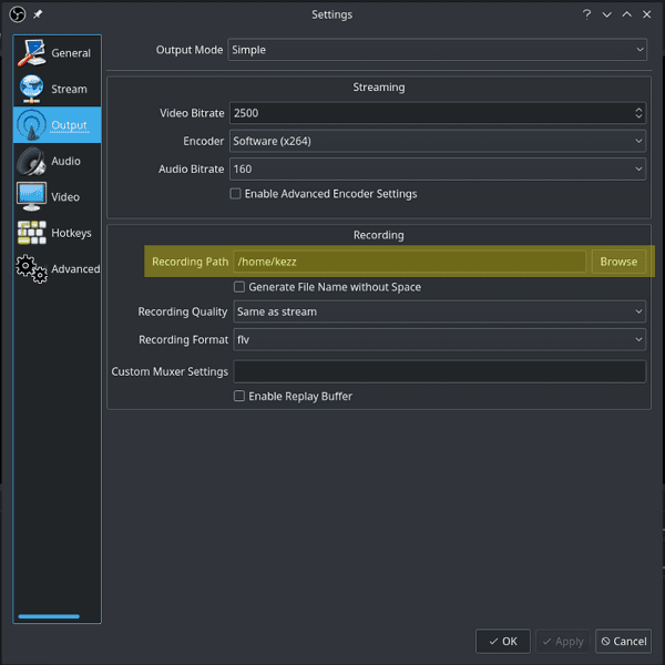 obs recording settings