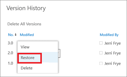 onedrive restore to the previous version