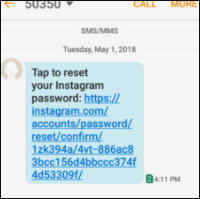 open instagram password reset text