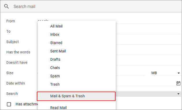 Find deleted email from Gmail.