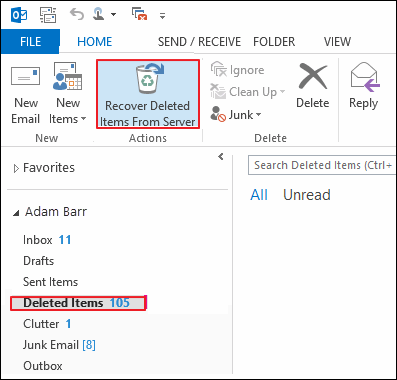 how to recover deleted foler in outlook
