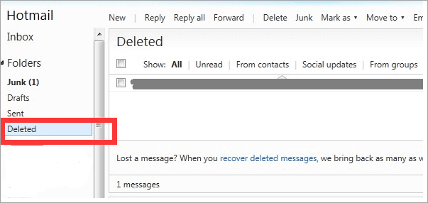 Recover deleted Hotmail file.
