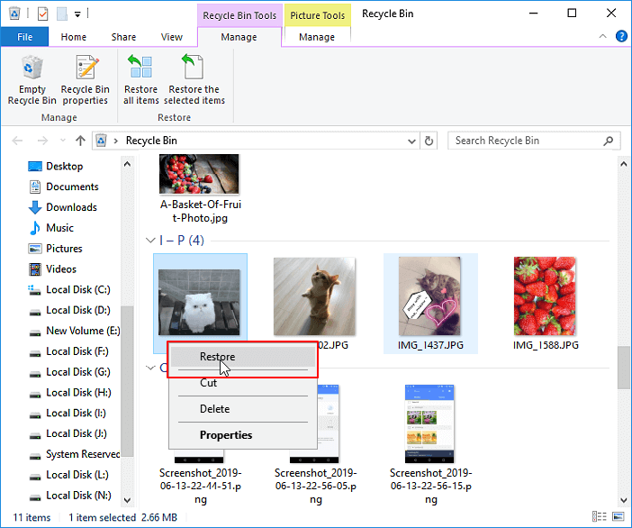 Recover Pictures from Recycle Bin
