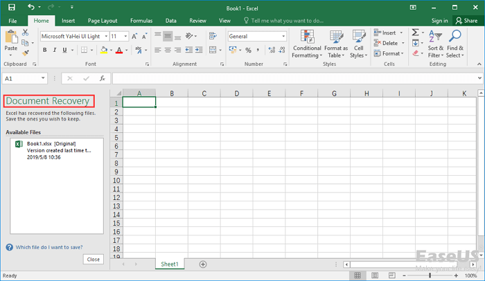 how to recover unsaved Excel file