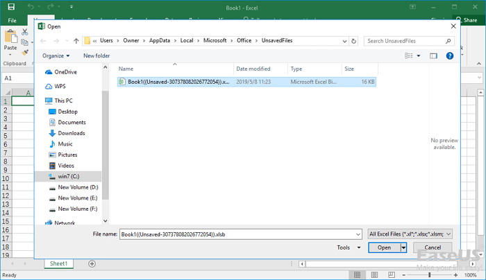 restore previous version of excel file