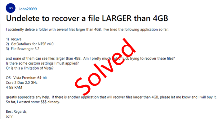 microsoft case- how to undelete files larger than 4 gb