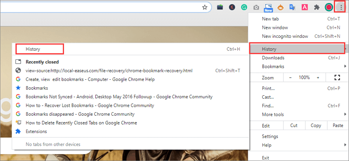 how to recover bookmarks in Chrome - 1