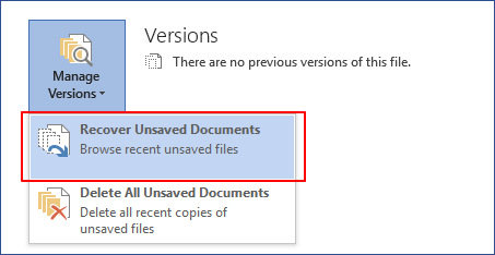 Recover unsaved word document from manage version.