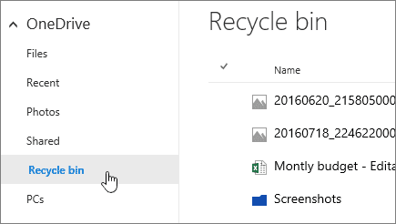 recover OneDrive deleted files from recycle bin within 30 days
