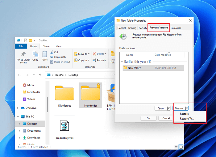Recover Permanently Deleted Files from the Previous Versions