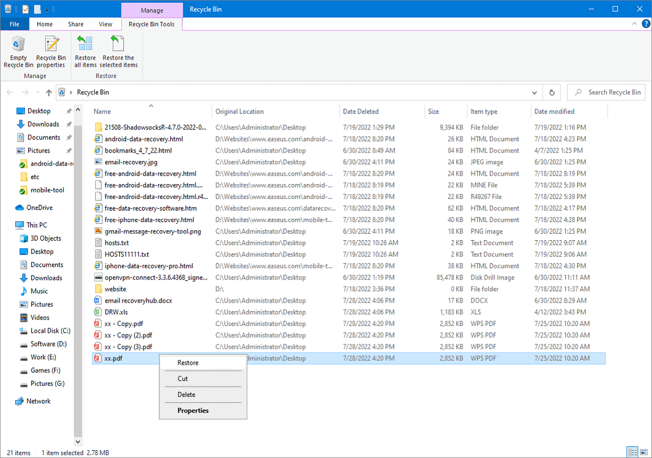 recover deleted files Windows 10