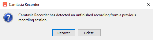 Recover unsaved Camtasia recordings.