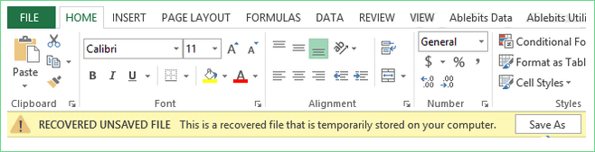 recover unsaved excel file step 3