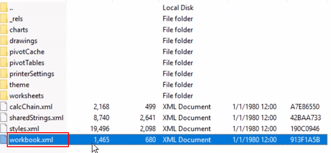 change excel sheet xml file