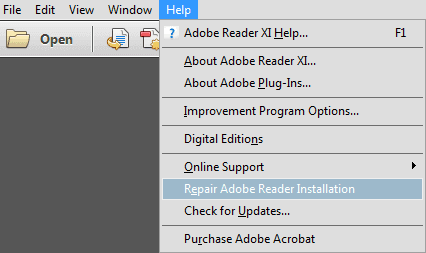 Repair Adobe Reader to repair corrupted PDF.