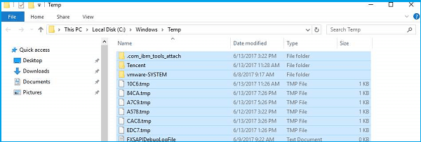 select the temp files and delete them