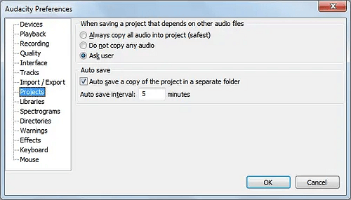 Enable AutoSave feature in Audacity.