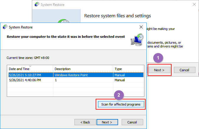 restore Windows.old folder with system restore