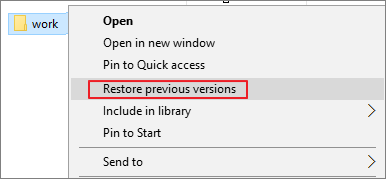 restore previous versions option