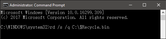 run cmd to fix corrupted recycle bin
