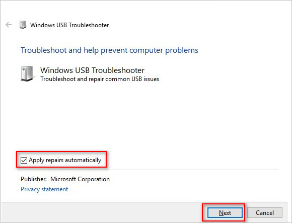 run USB troubleshooter to fix USB ports keep disconnecting and reconnecting windows 10