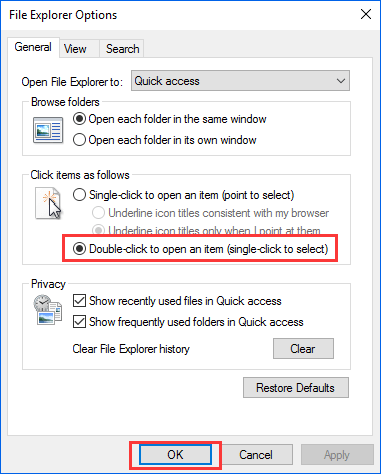 fix for double click won't open files in Windows 10 - 1
