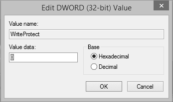 remove write protection using regedit