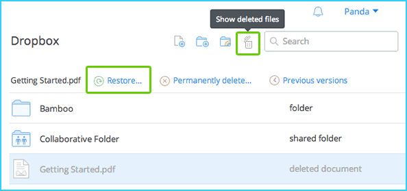 Recover permanently deleted files/folders on Dropbox from Trash