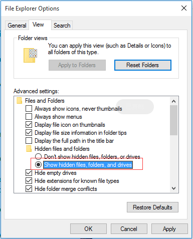 fix files not showing in folder windows 10