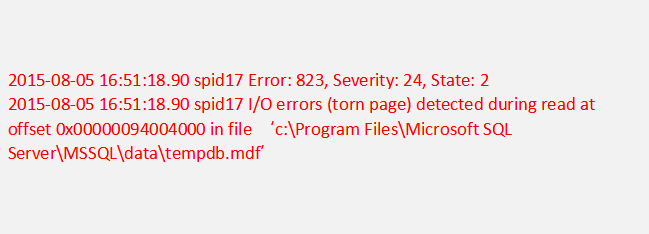MS SQL database corruption error 823
