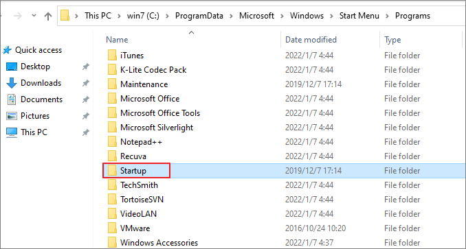 windows 10 startup folder for all users