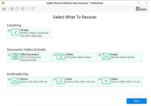 stellar data recovery interface