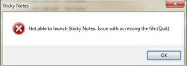 how to fix sticky notes error