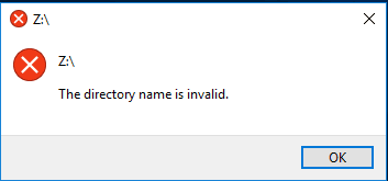 The Directory Name Is Invalid Error in Windows 10