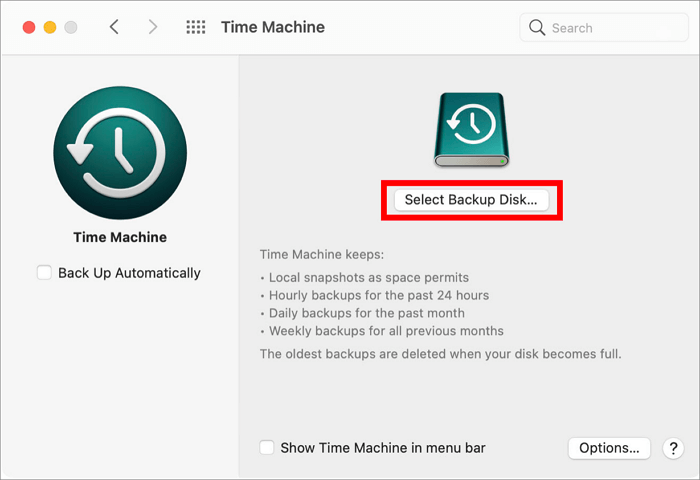 Select Time Machine Disk