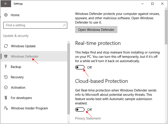 turn off windows defender to lower disk usage in windows 10