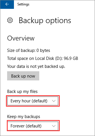 configure backup settings