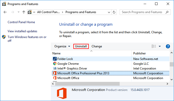 uninstall a program