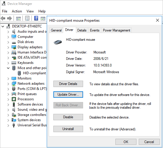 fix automatic delete file when click - update mouse driver