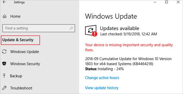 update windows to lower disk usage