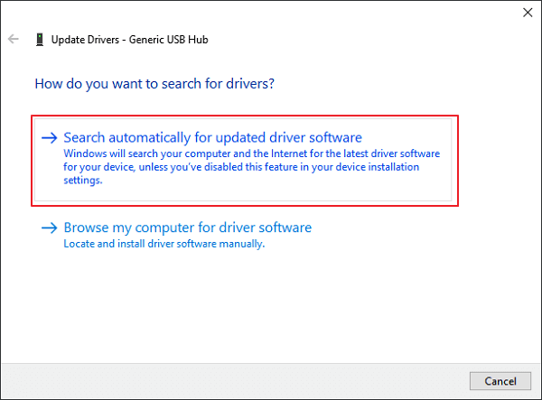 Automatically update drive driver to fix external hard drive not showing full size issue.