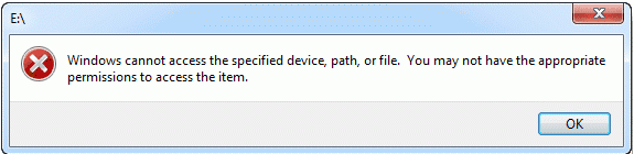 Windows cannot access the specified device , path or file