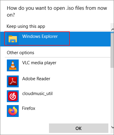 use file explorer to mount ISO files