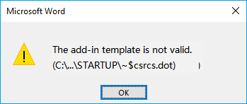 Word add-in template is not valid error